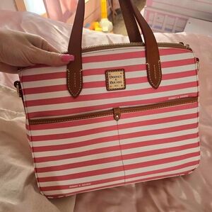 Dooney & Bourke Pink and White Striped Handbag